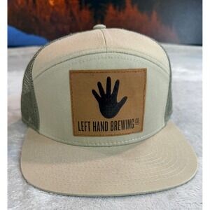Left Hand Brewing Co Men Hat Richardson Panel Mesh Snapback Hat Khaki Tan OSFM